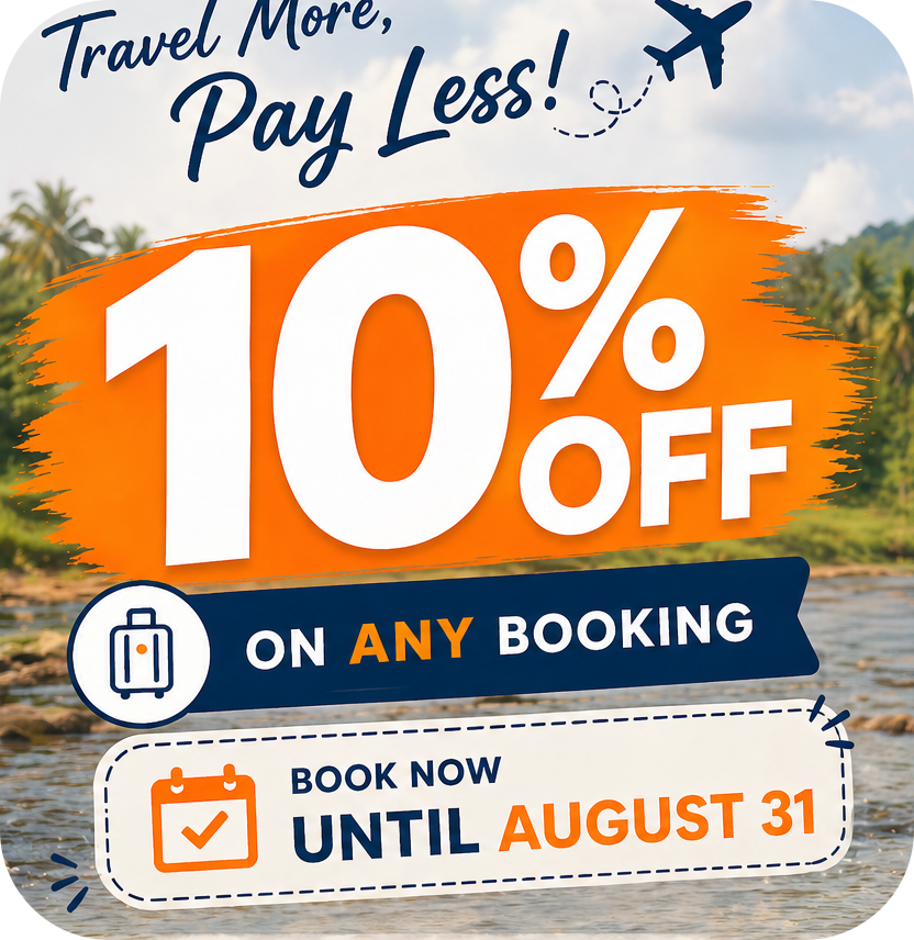 10% off any booking until August 31
